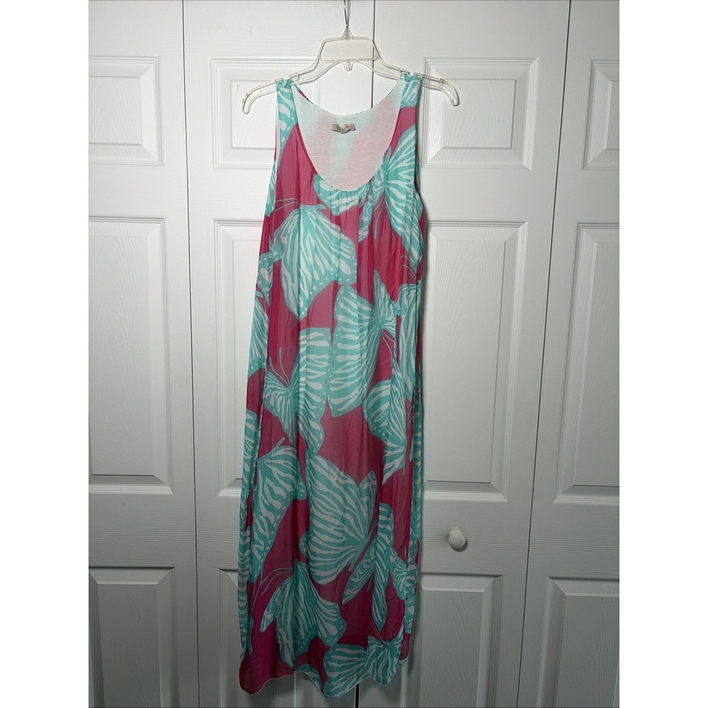 Bellambra Butterfly Maxi Dress Womens Size S Pink Silk Blend Made in Italy S